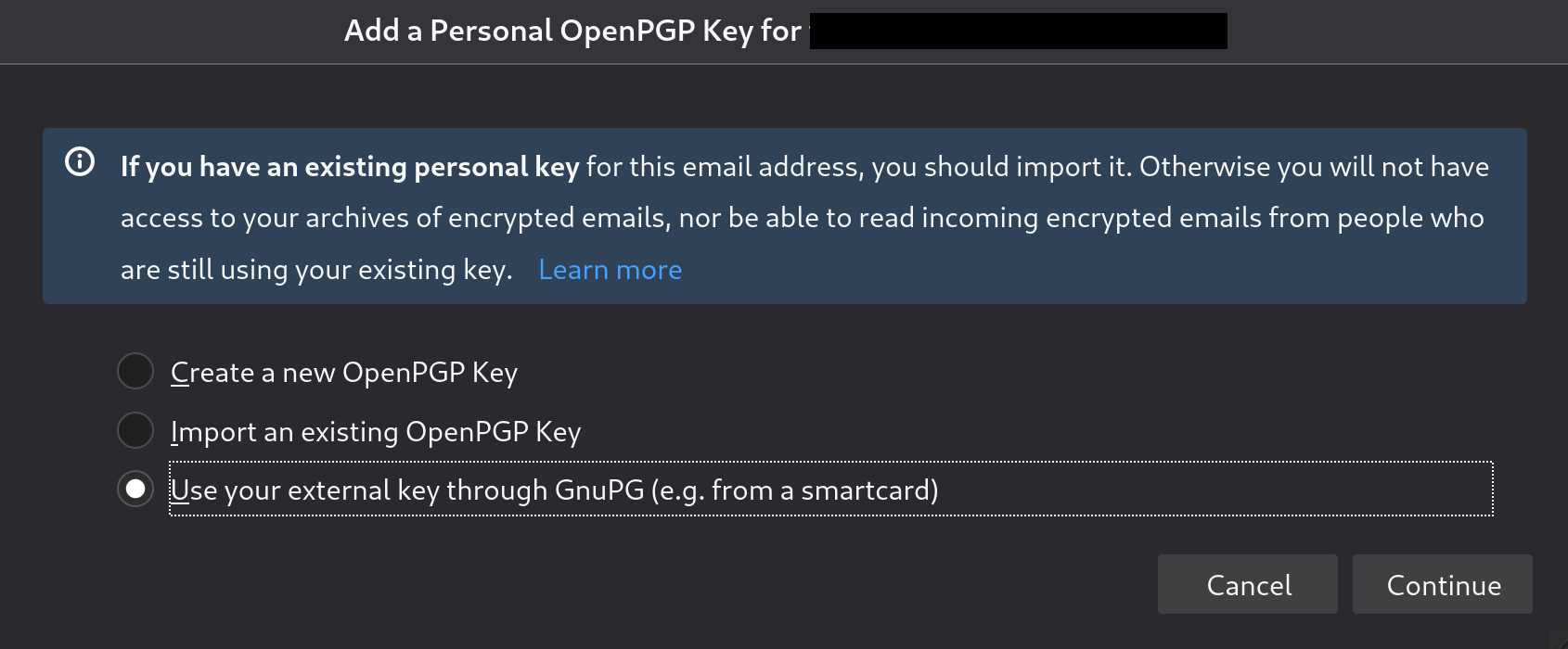 Adding GPG Key to Thunderbird